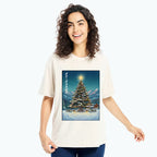 Kyoto-Lion Snow Mountain Christmas Tree Vibe Washed T-Shirt