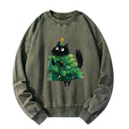 Japanese Christmas Tree Cat Sweatshirt