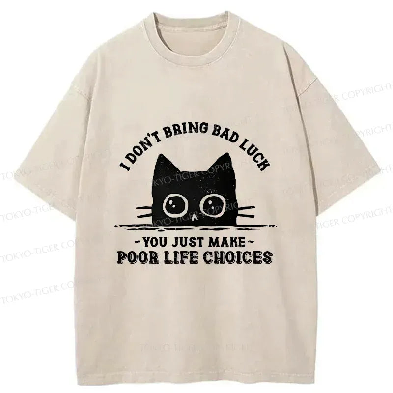black cat washed t-shirt for daily wear