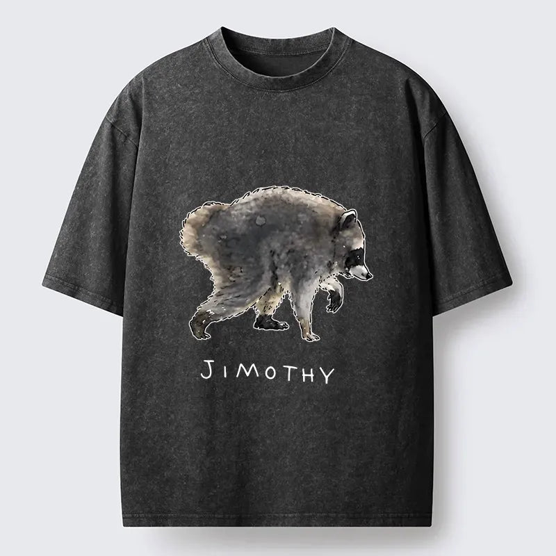 Kyoto-Lion Jimothy Raccoon Art Washed T-Shirt