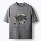 Kyoto-Lion Jimothy Raccoon Art Washed T-Shirt