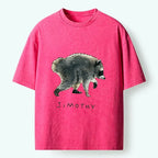 Kyoto-Lion Jimothy Raccoon Art Washed T-Shirt