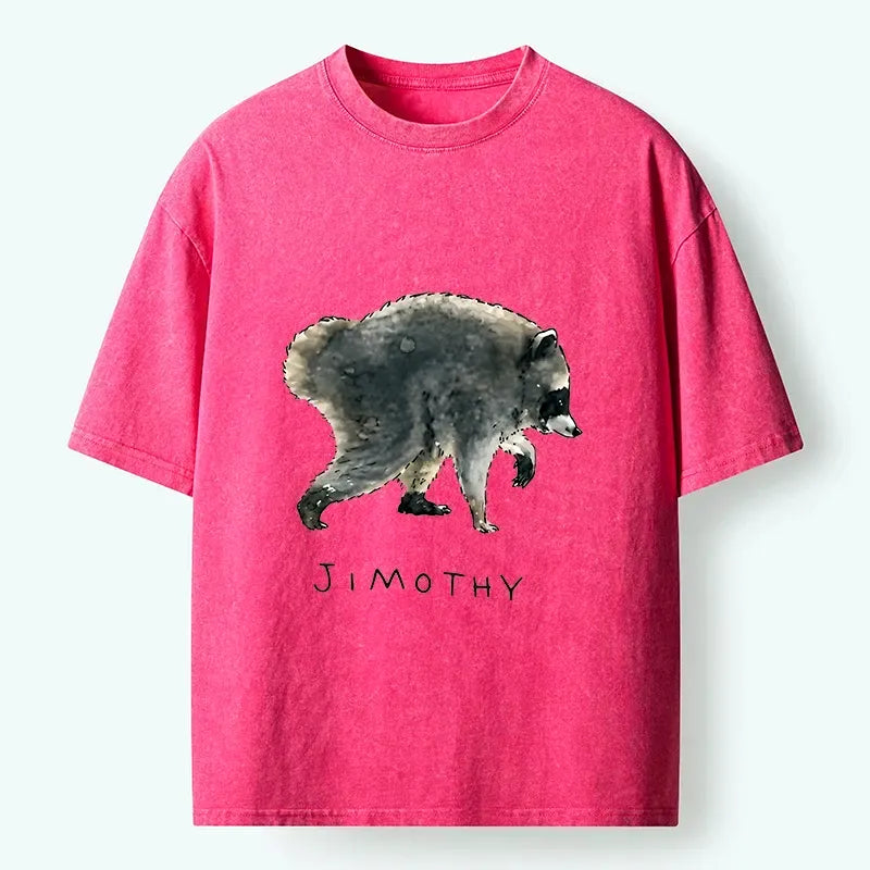 Kyoto-Lion Jimothy Raccoon Art Washed T-Shirt
