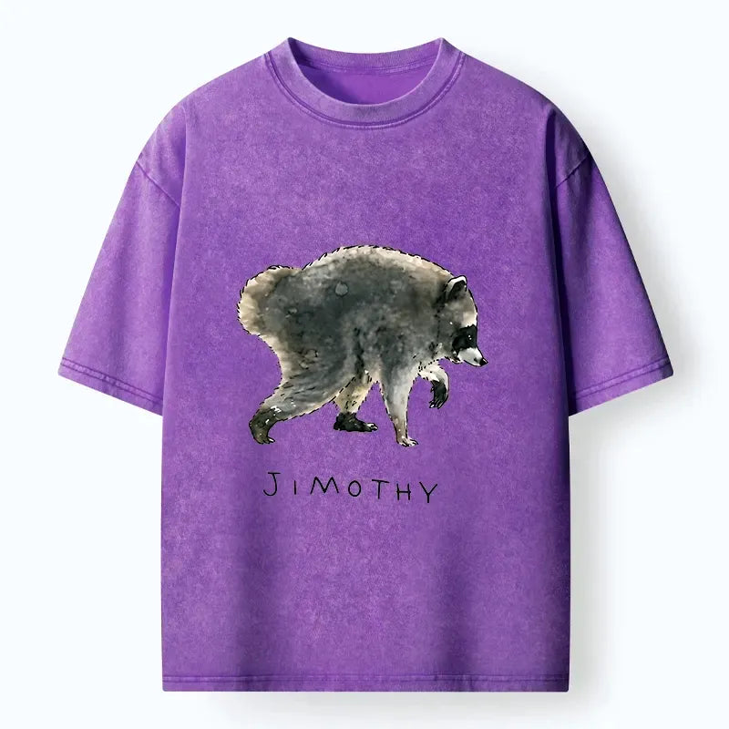 Kyoto-Lion Jimothy Raccoon Art Washed T-Shirt