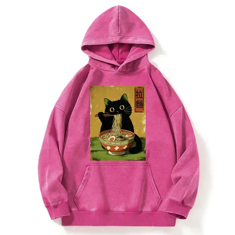 Kyoto-Lion Cat Eating Ramen Hoodie for Gift