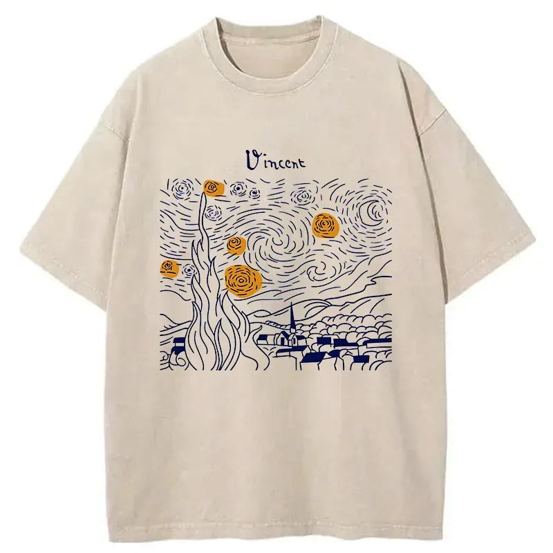 kyoto lion starry sky washed t shirt
