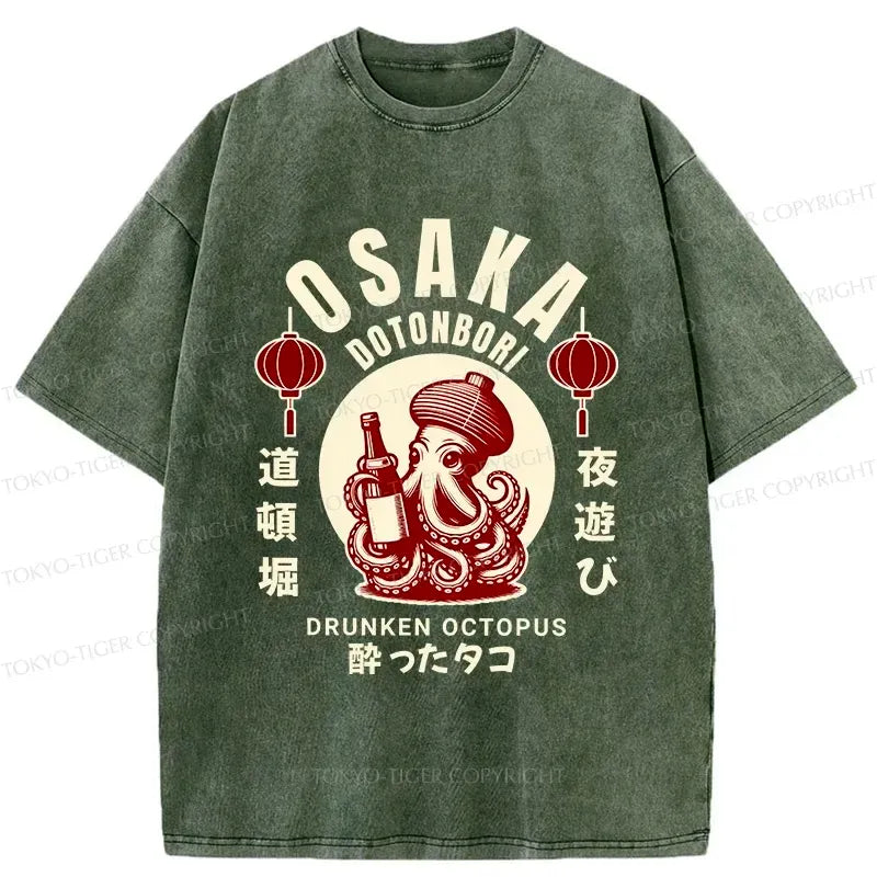 Kyoto-Lion Retro Osaka Octopus Washed T-Shirt