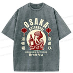 Washed Japanese Streetwear T-Shirt for Daily Wear