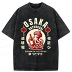 Washed Japanese Streetwear T-Shirt for Daily Wear