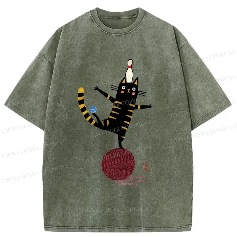 Kyoto-Lion Acrobatic Kitten Washed T-Shirt
