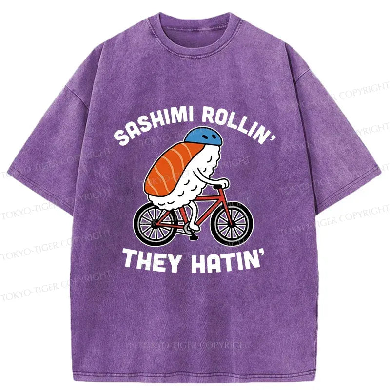 Kyoto-Lion Sushi On a Bike Washed T-Shirt
