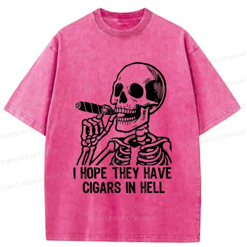 Kyoto-Lion Skeleton Smoking A Cigar Washed T-Shirt