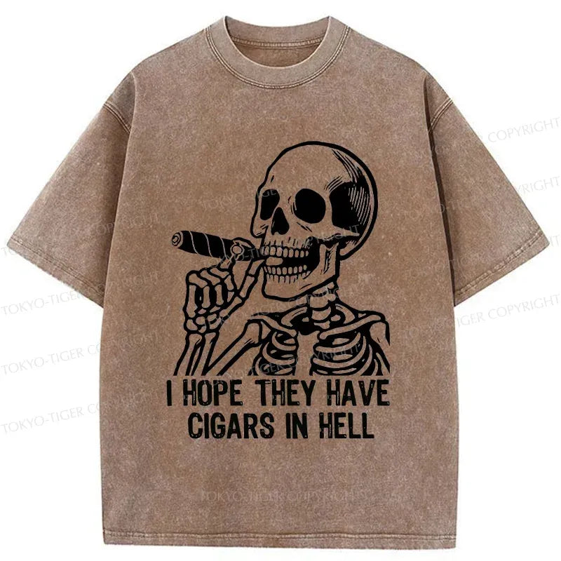 Kyoto-Lion Skeleton Smoking A Cigar Washed T-Shirt
