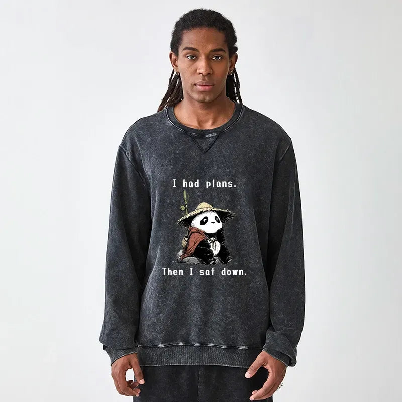 Kyoto-Lion The Maybe Later Panda Washed Terry Sweatshirt