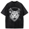 Kyoto-Lion Cat With Headphones Washed T-Shirt