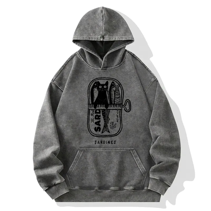 Kyoto-Lion Cat Hiding In A Sardine Washed Hoodie