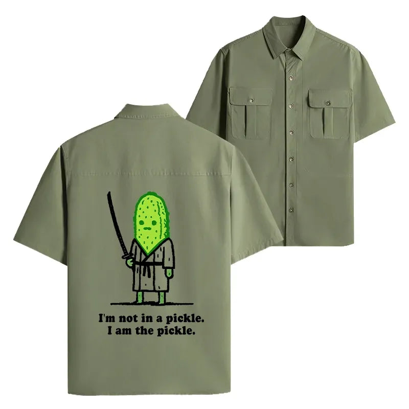 Kyoto-Lion Funny Cucumber Samurai Work Shirt