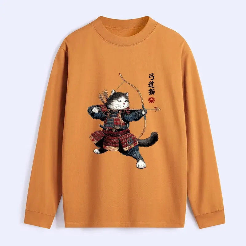 Kyoto-Lion Kyudo Samurai Cat Classic Long Sleeve T-Shirt