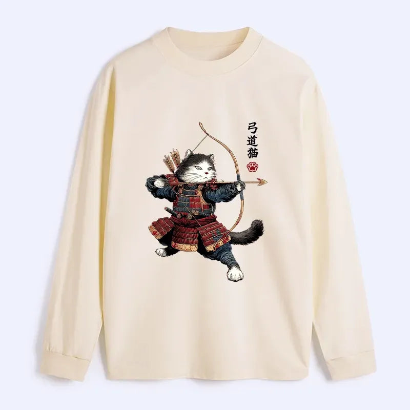 Kyoto-Lion Kyudo Samurai Cat Classic Long Sleeve T-Shirt