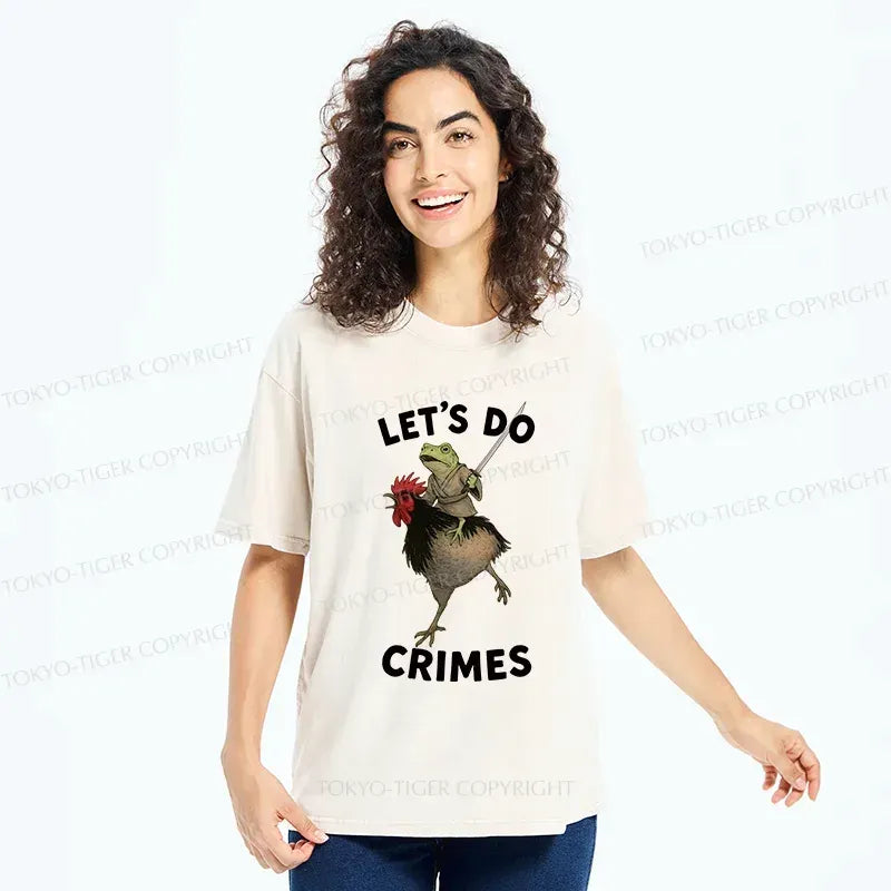 Kyoto-Lion Frog Riding A Chicken Washed T-Shirt
