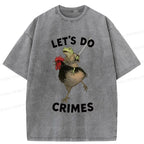 Kyoto-Lion Frog Riding A Chicken Washed T-Shirt