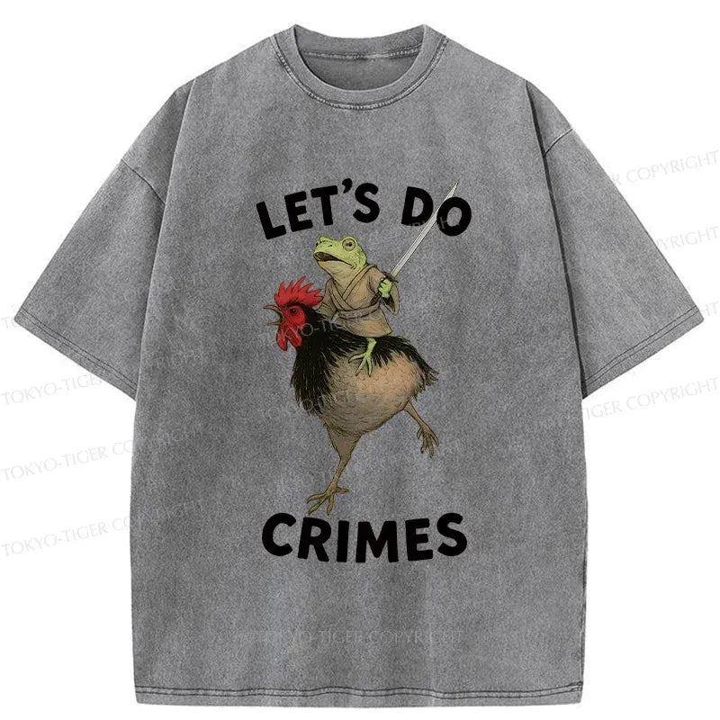 Kyoto-Lion Frog Riding A Chicken Washed T-Shirt