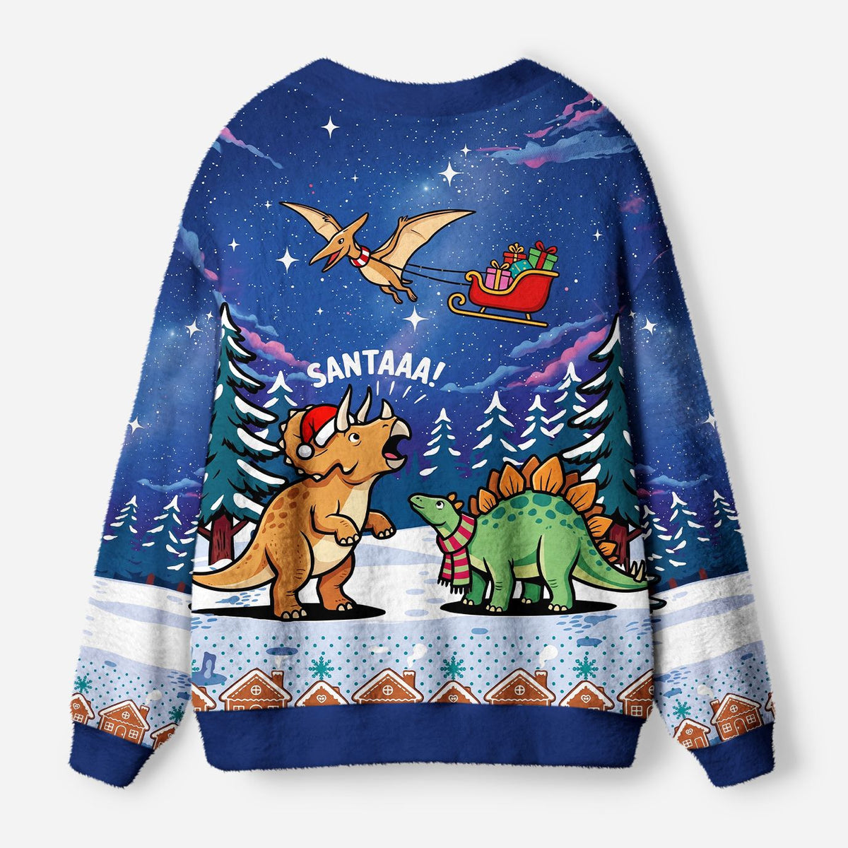 Kyoto-Lion Cute Dino Christmas Ugly Cardigan Sweater
