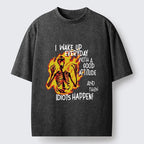 Kyoto-Lion Skeleton With Bad Attitude Meme Washed T-Shirt