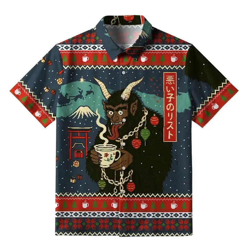Kyoto Lion Button-up Shirt for Christmas Party