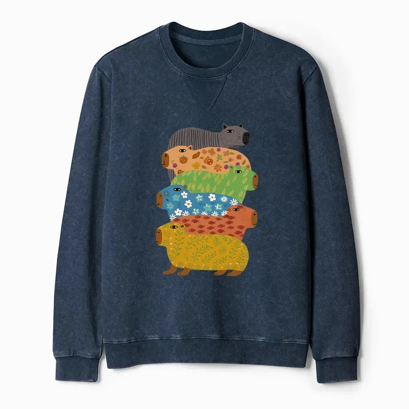 Colorful Capybara Sweatshirt Japanese Streetwear