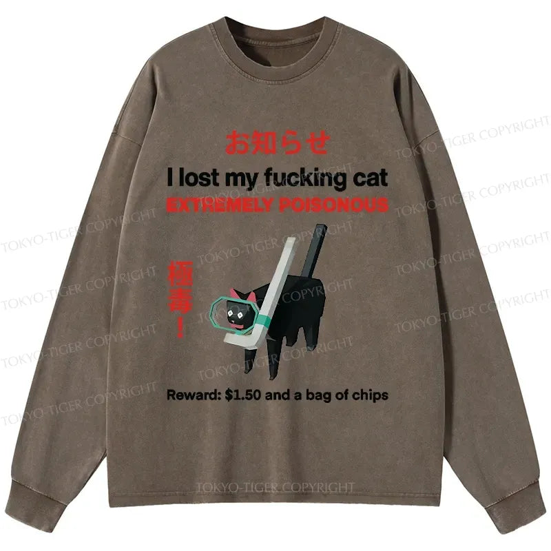japanese vintage funny cat long sleeve shirt