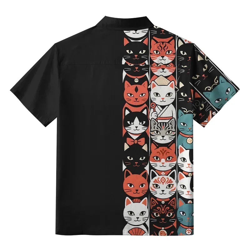 Kyoto-Lion Japanese Cat Portrait Collection Button-up Shirt