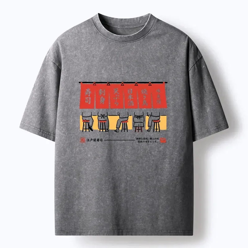 Kyoto-Lion Edomae Sushi Night Vibes Washed T-Shirt
