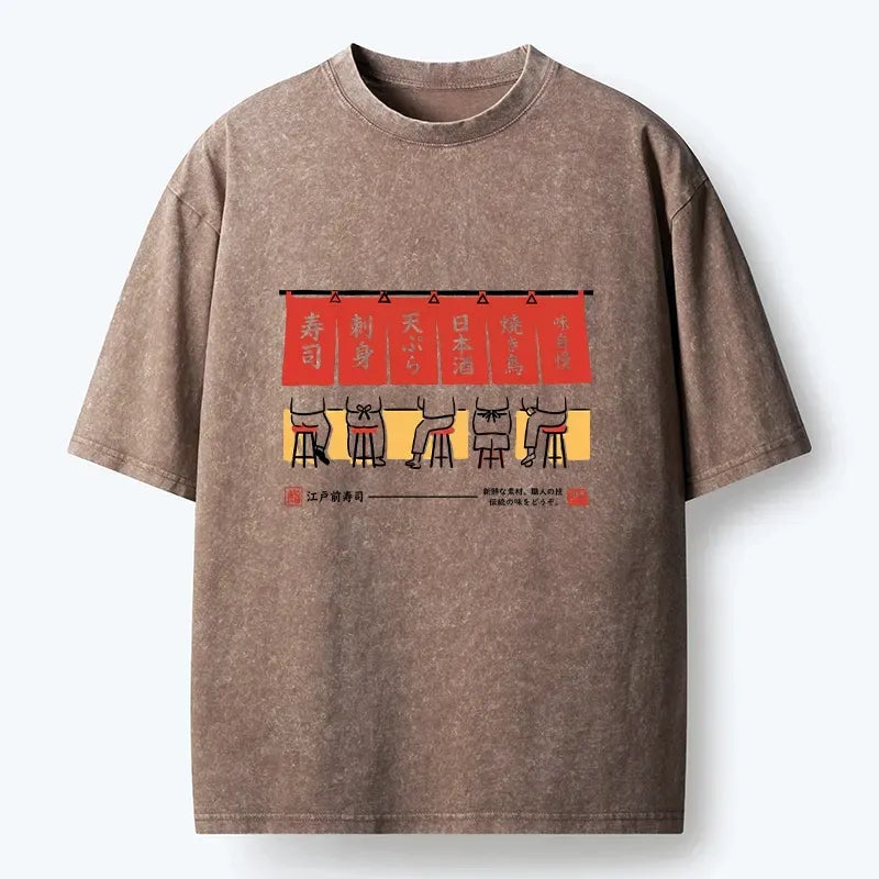 Kyoto-Lion Edomae Sushi Night Vibes Washed T-Shirt