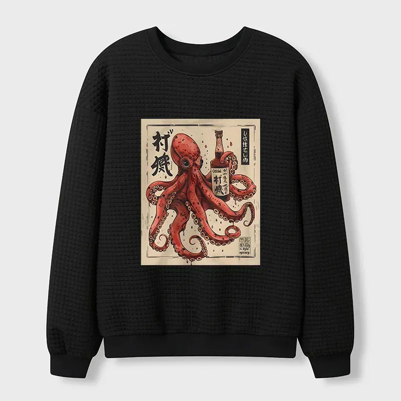 Ukiyo-e Waffle Sweatshirt for Daily Wear