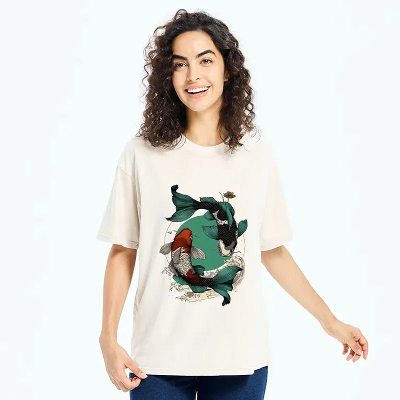 Vintage Zen Koi Fish Washed Tee