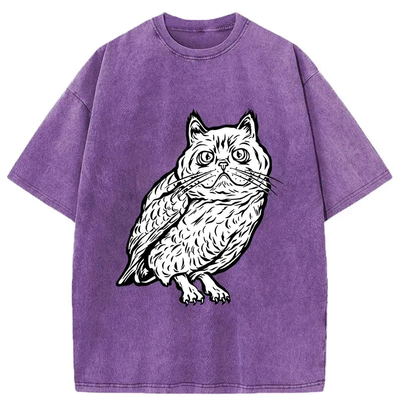 Kyoto-Lion Cute Japanese Owl Washed T-Shirt