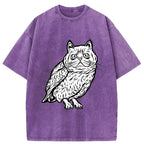 Kyoto-Lion Cute Japanese Owl Washed T-Shirt