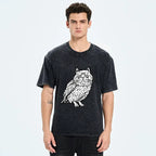 cute japanese owl washed t-shirt for summer