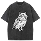 cute japanese owl washed t-shirt for summer