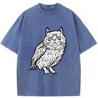 Kyoto-Lion Cute Japanese Owl Washed T-Shirt