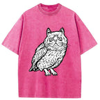 cute japanese owl washed t-shirt for summer