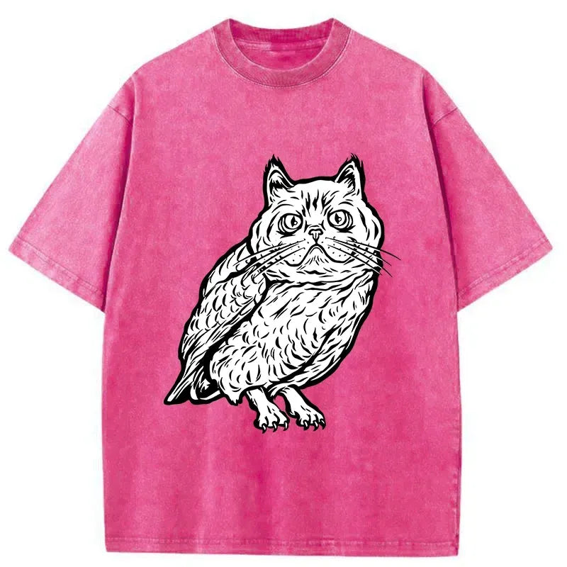 cute japanese owl washed t-shirt for summer