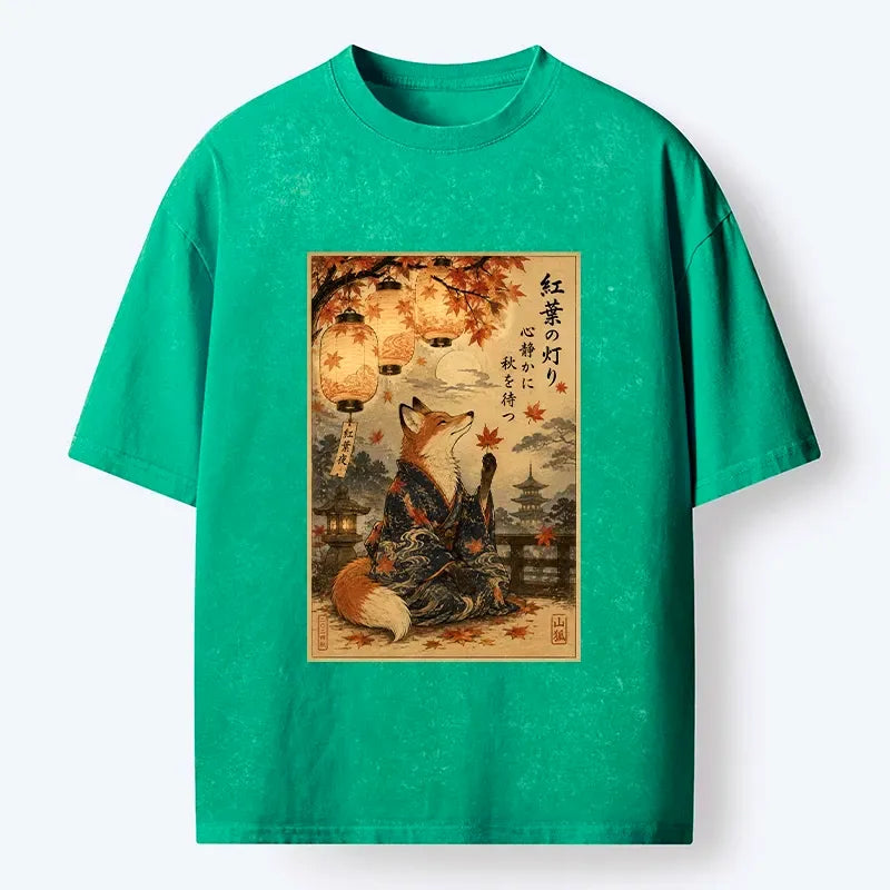 Kyoto-Lion Vintage Ukiyo E Fox Washed T-Shirt