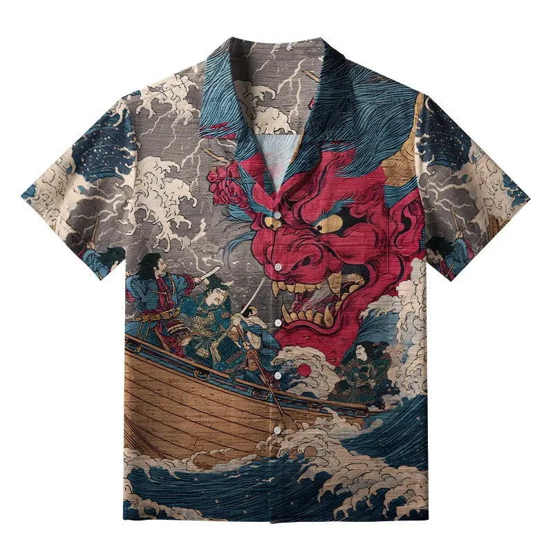 Japanese Samurai Hawaiian Shirt for Vacation