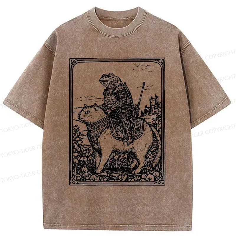 Japanese Frog Knight Riding Cat T-Shirt