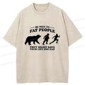 Kyoto-Lion Fat Bear Chasing Fat Man Washed T-Shirt