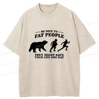 Kyoto-Lion Fat Bear Chasing Fat Man Washed T-Shirt