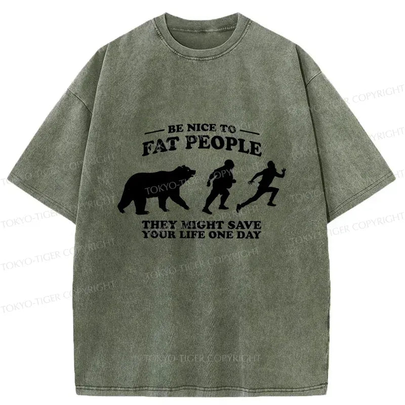 Fat Bear Funny Japanese T-Shirt Casual