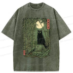 Vintage Ukiyo-e Cat T-Shirt for Summer Vacation